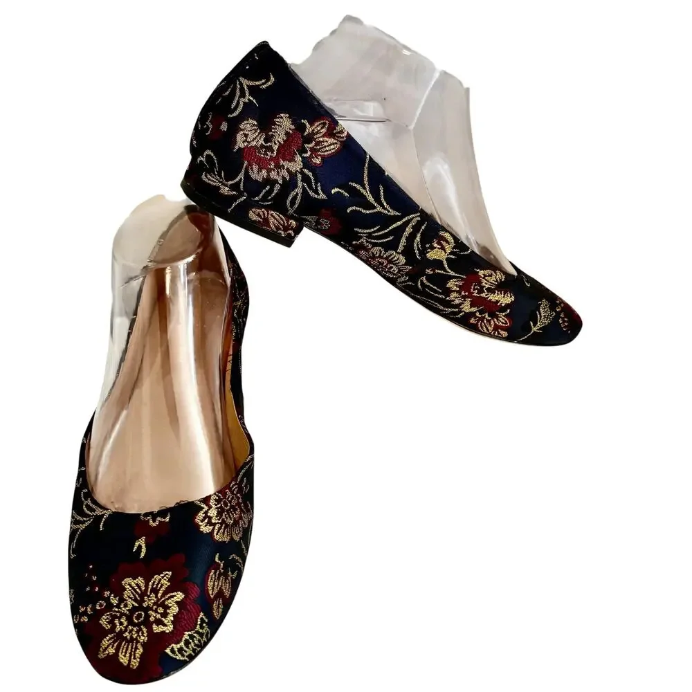 Antonio Melani Leather Satin Metallic Tapestry Brocade Ballet Flats Shoes